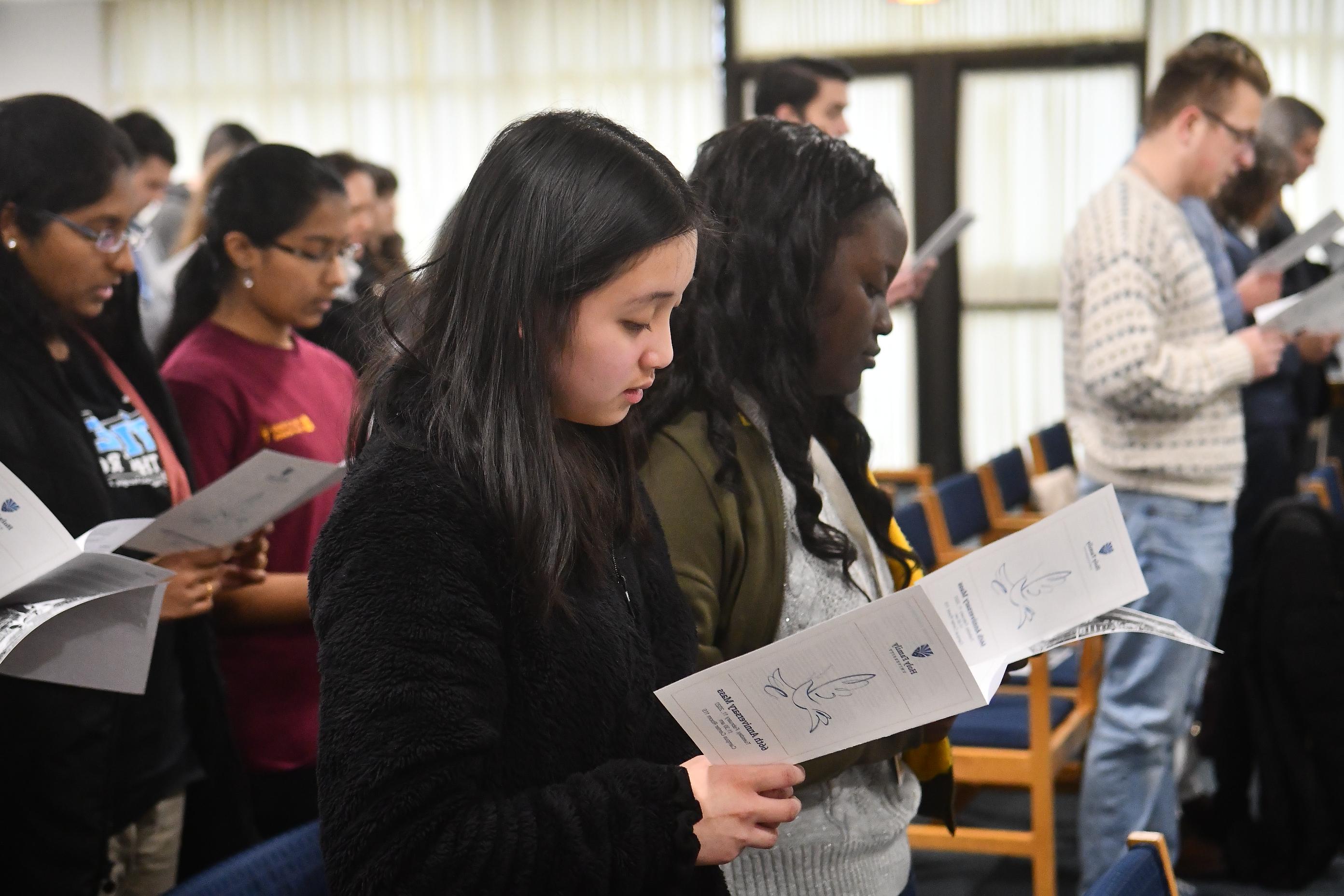 Students attend a faith celebration